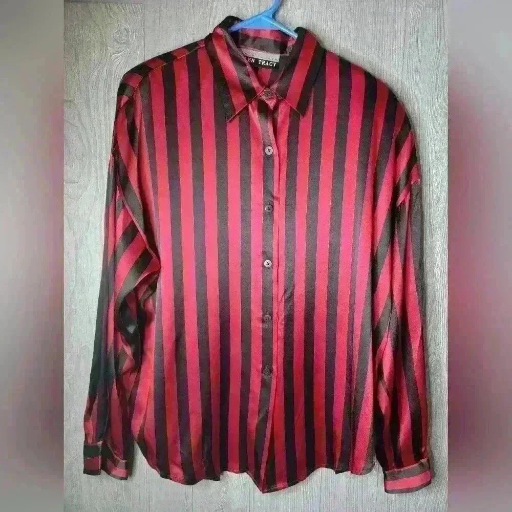 Linda Allard for Ellen Tracy 100% Silk blouse. Button-down, long sleeve, size 12